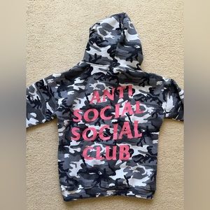 Anti Social Social Club Men's Grey and White Hoodie size medium cotton hype